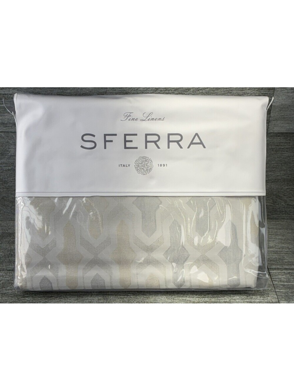 Sferra Barga Sand King Duvet Cover Sateen Jacquard Made in Italy Quiet Luxury